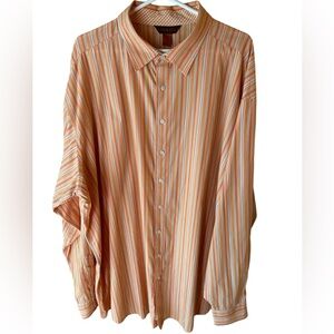 NYNE 3XL Tall mens long sleeve orange stripped 100% cotton shirt, Y2K